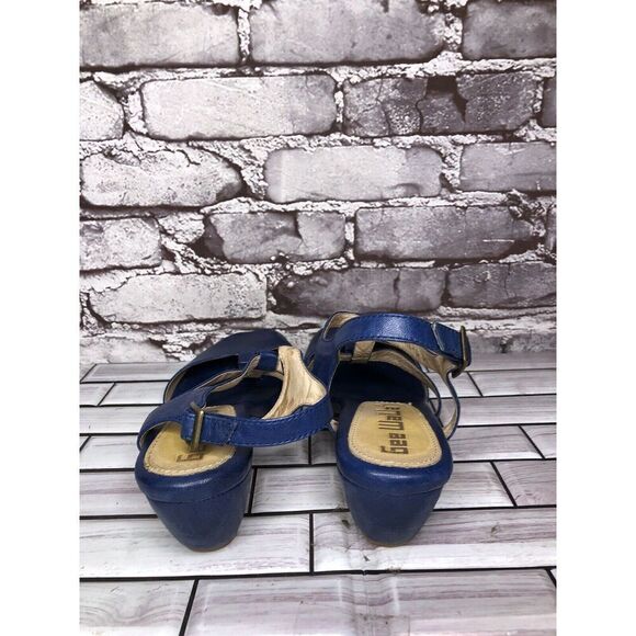 Anthropologie Gee Wawa Blue Leather Peep Toe Heel Strap Sandals Women Sz 10M US - Picture 4 of 16